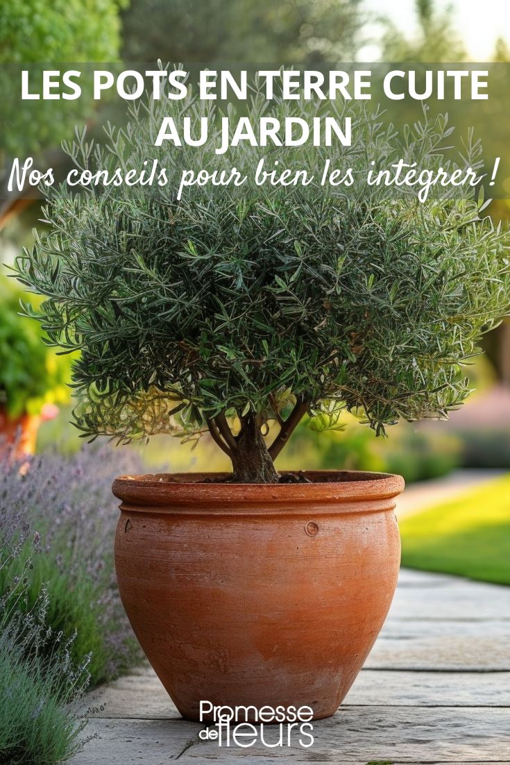 How to Use and Integrate Terracotta Pots in the Garden An olive tree in a pot in the garden.