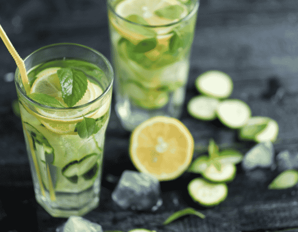 Homemade heatwave drink: mint, cucumber and lemon-infused water