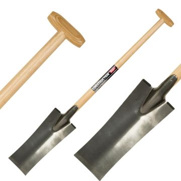 Professional polished steel digging and lifting spade with a beech wood handle by Polet