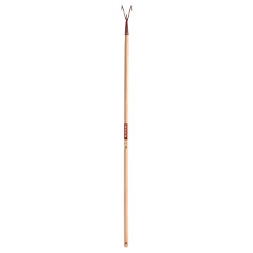 Terracotta 3-pronged rake with wooden handle, Leborgne brand.