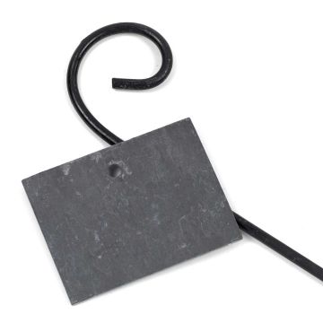 Steel label holder with a 9.5 x 7 cm natural slate label by La Cordeline