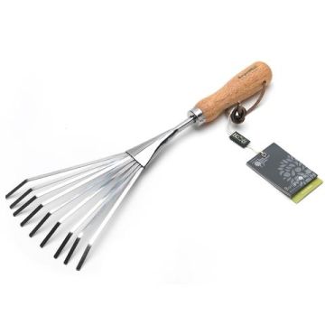 Small narrow flat wire rake with 9 tines Burgon & Ball - RHS Range