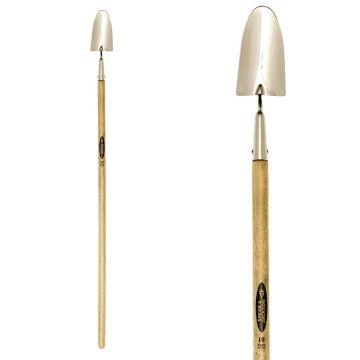 Traditional polished stainless steel trowel with a long handle by Spear & Jackson