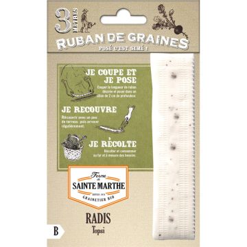 Ribbon card of Organic Topsi Radish - Ferme de Sainte Marthe seeds