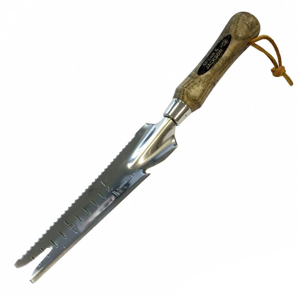 Traditional weeding knife in polished stainless steel by Spear & Jackson