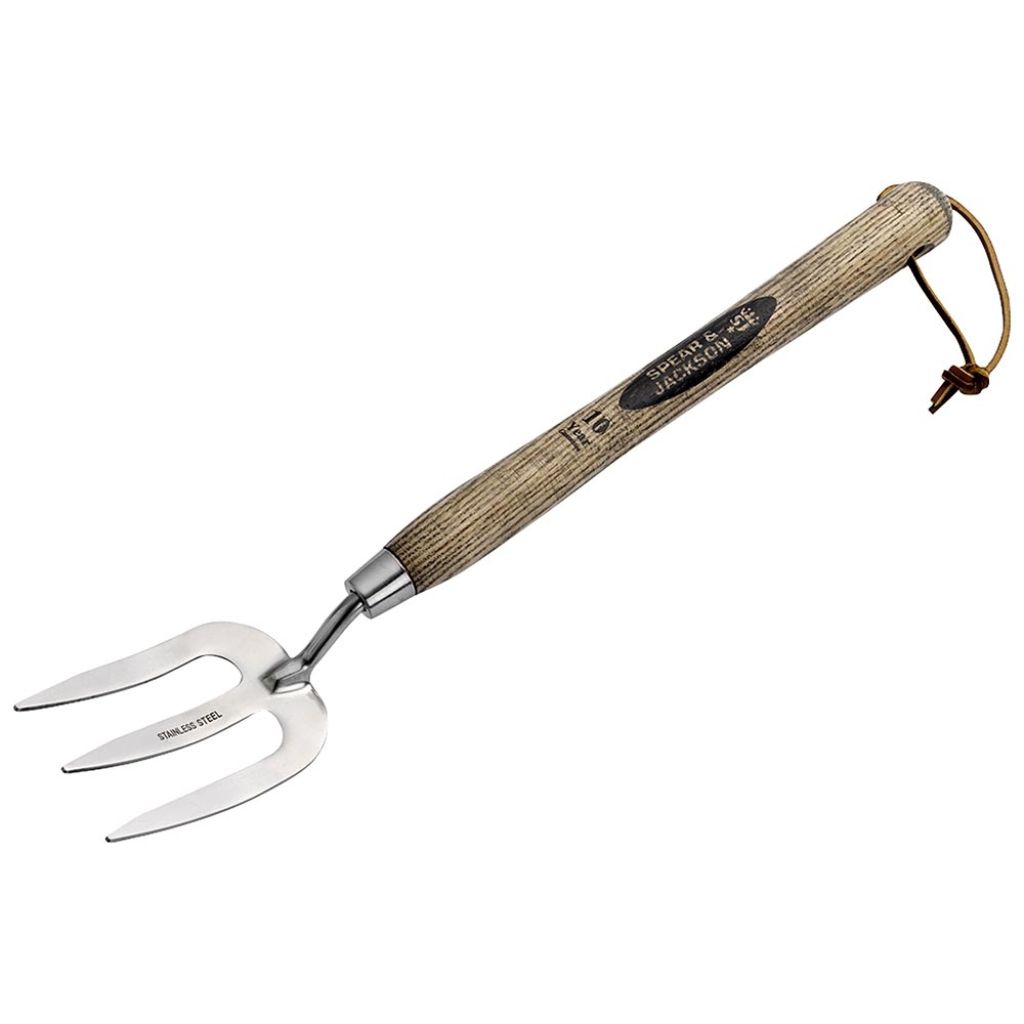 Traditional long-handled stainless steel hand fork by Spear & Jackson