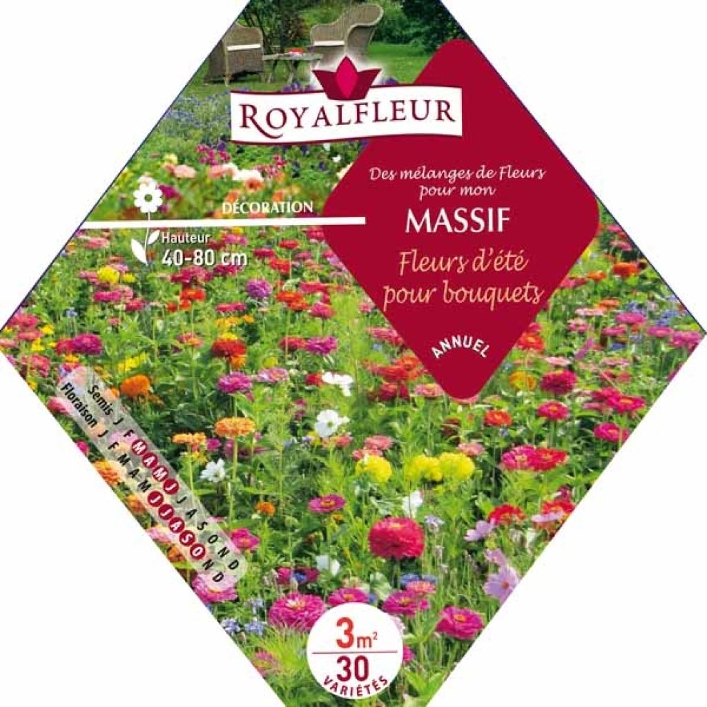 Mélange pour massif Fleurs pour bouquets - Sachet 3 m2