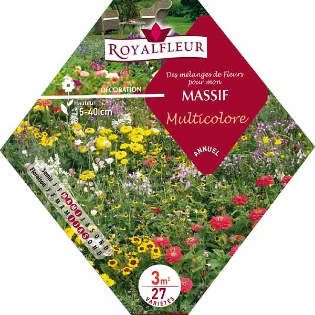Multicoloured flowerbed mix - 3m2 packet
