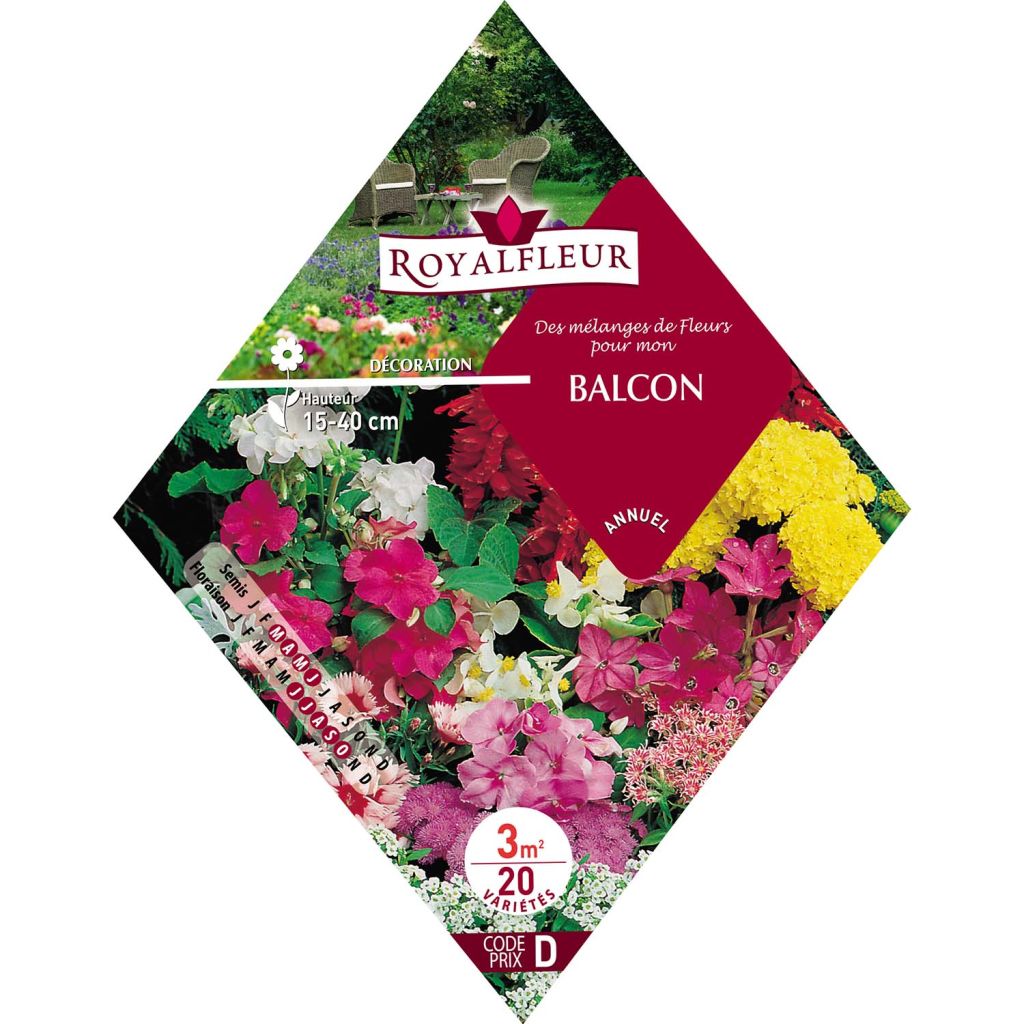 Mix of flowers for balconies Seeds - Sachet 3 m2