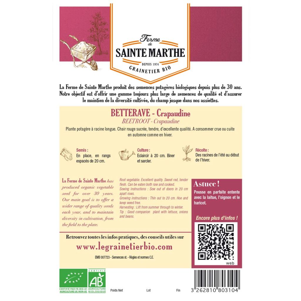 Betterave Crapaudine - Ferme de Ste Marthe