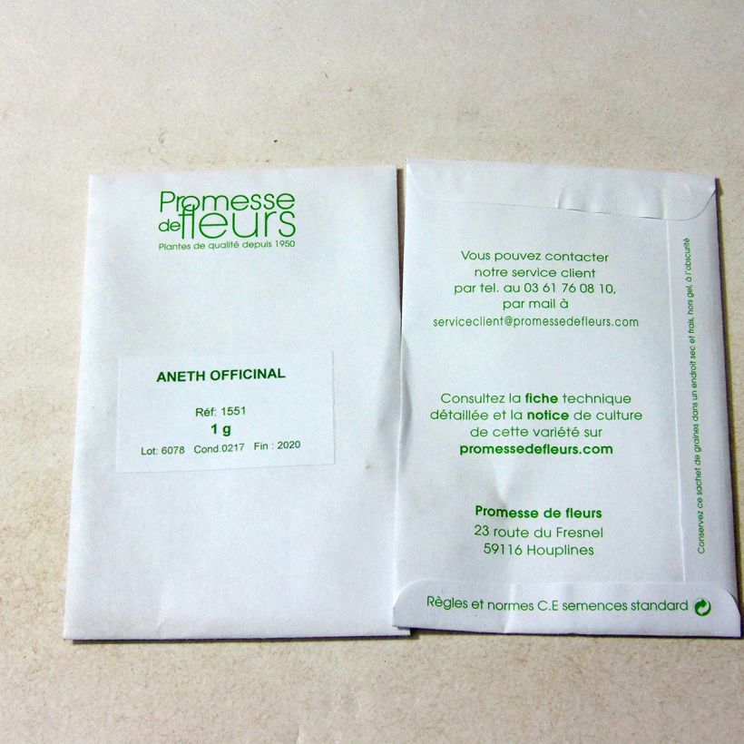 Example of Dill - Anethum graveolens per pack of 400 seeds (1g) specimen as delivered