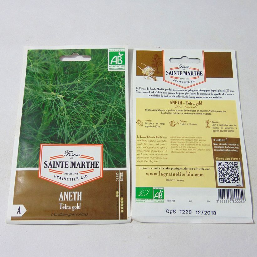 Example of Organic Tetra Gold Dill - Ferme de Sainte Marthe seeds per pack of 400 seeds (0.8g) specimen as delivered