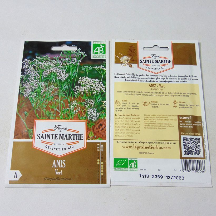 Example of Organic Anise - Ferme de Sainte Marthe per pack of 500 seeds (1g) specimen as delivered