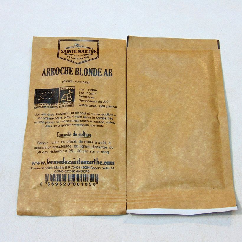 Example of Blonde Orach - Ferme de Sainte Marthe seeds per pack of 800 seeds (4g) specimen as delivered