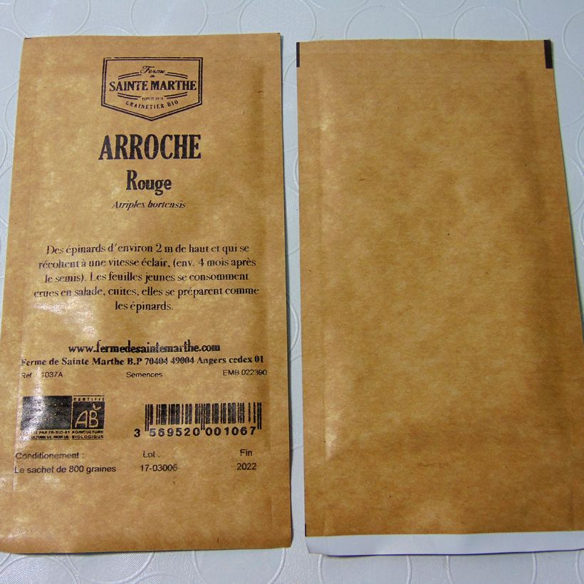 Example of Red Orach - Ferme de Sainte Marthe seeds per pack of 800 seeds (4g) specimen as delivered