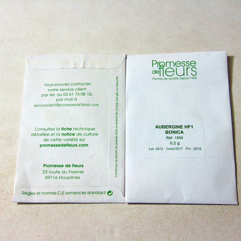 Example of Aubergine Bonica F1 - Eggplant per pack of 35 seeds (0,2g) specimen as delivered