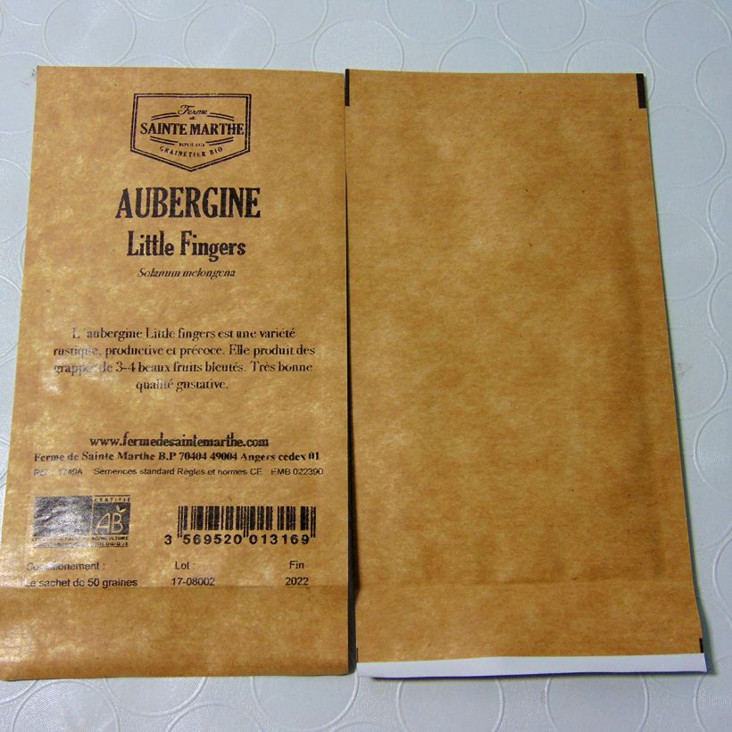 Example of Aubergine Little Fingers - Ferme de Sainte Marthe seeds per pack of 50 seeds specimen as delivered