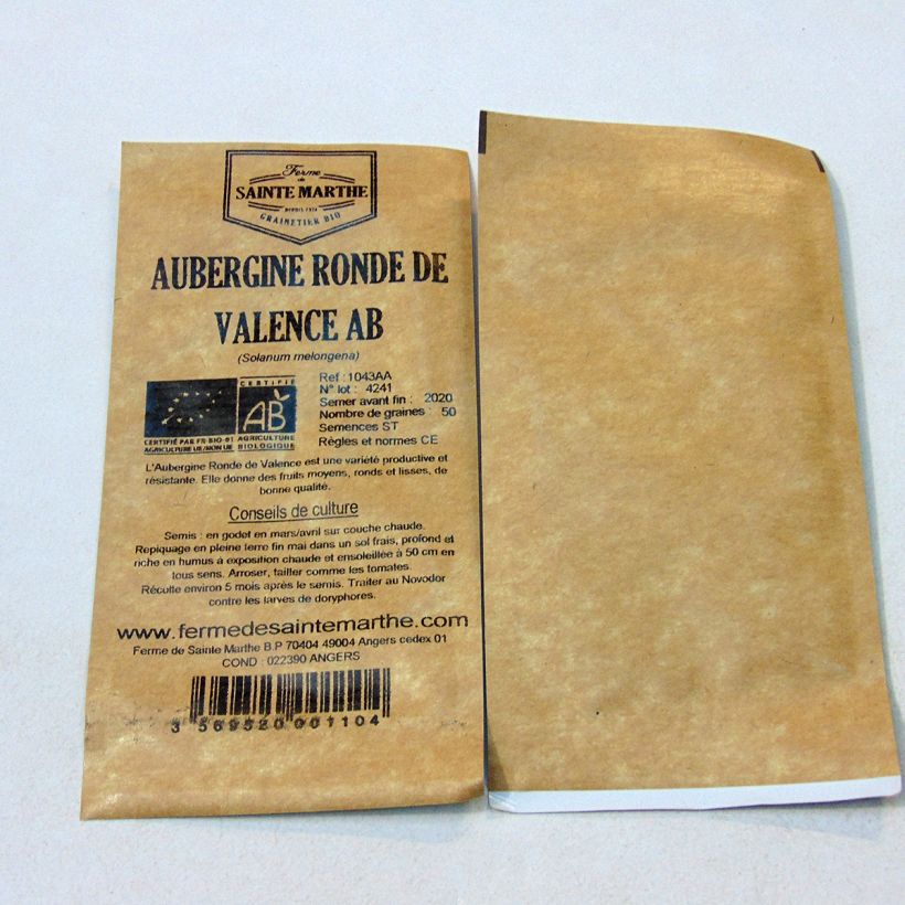 Example of Aubergine Ronde de Valence - Ferme de Sainte Marthe seeds per pack of 50 seeds specimen as delivered