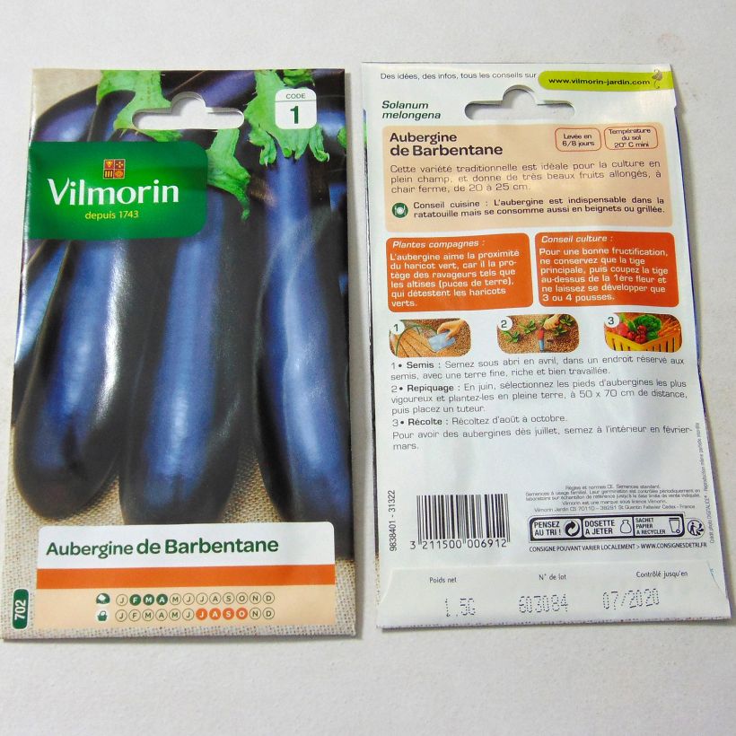 Example of Aubergine de Barbentane - Vilmorin Seeds per pack of 200 seeds (1g) specimen as delivered