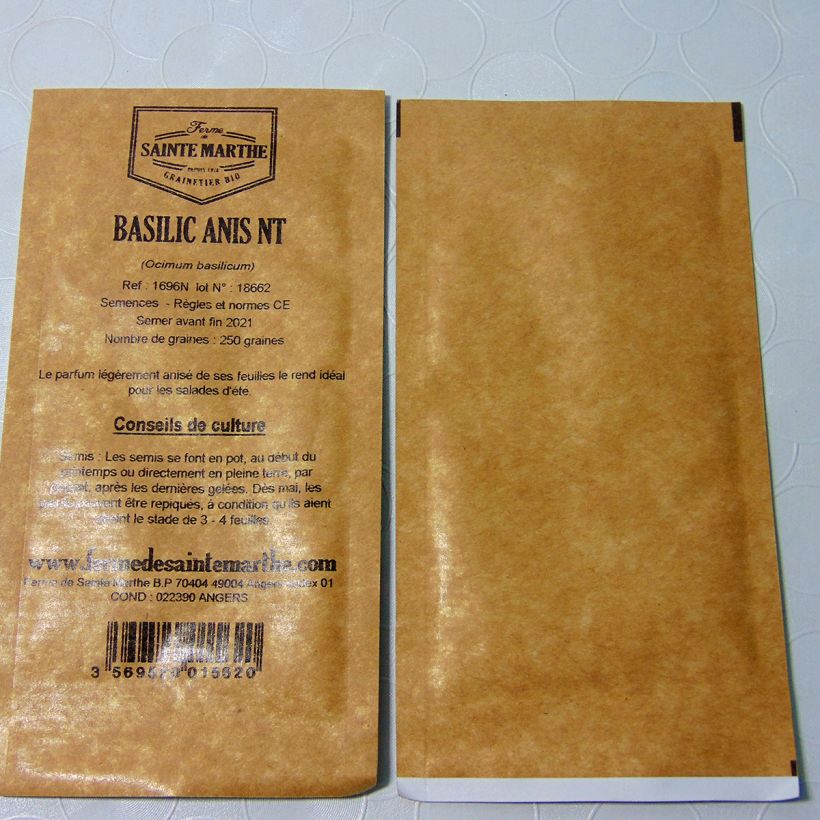Example of Anise Basil - Ferme de Sainte Marthe seeds per pack of 200 seeds specimen as delivered
