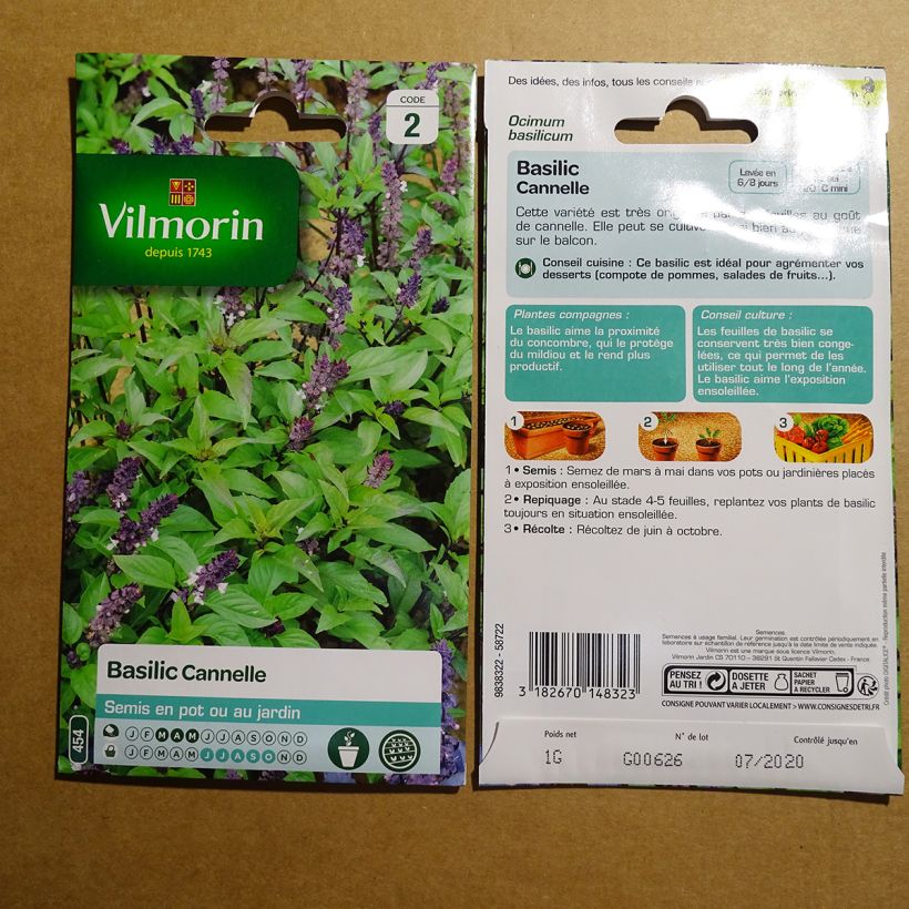 Example of Cinnamon Basil - Vilmorin Seeds per pack of 800 seeds (1g) specimen as delivered