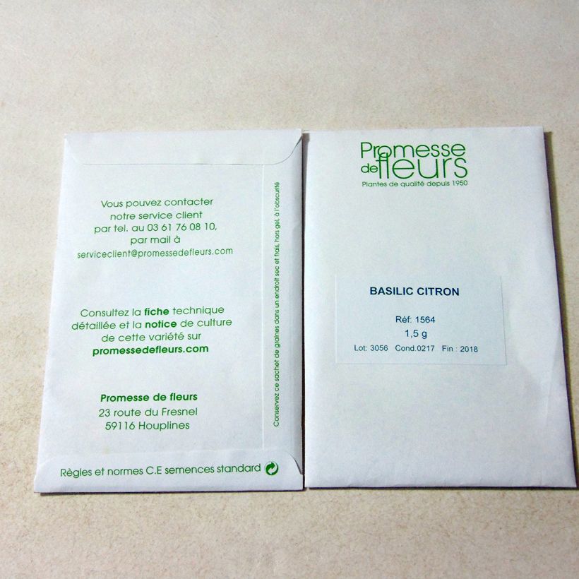 Example of Lemon Basil - Ocimum basilicum citriodorum per pack of 800 seeds (1,5g) specimen as delivered