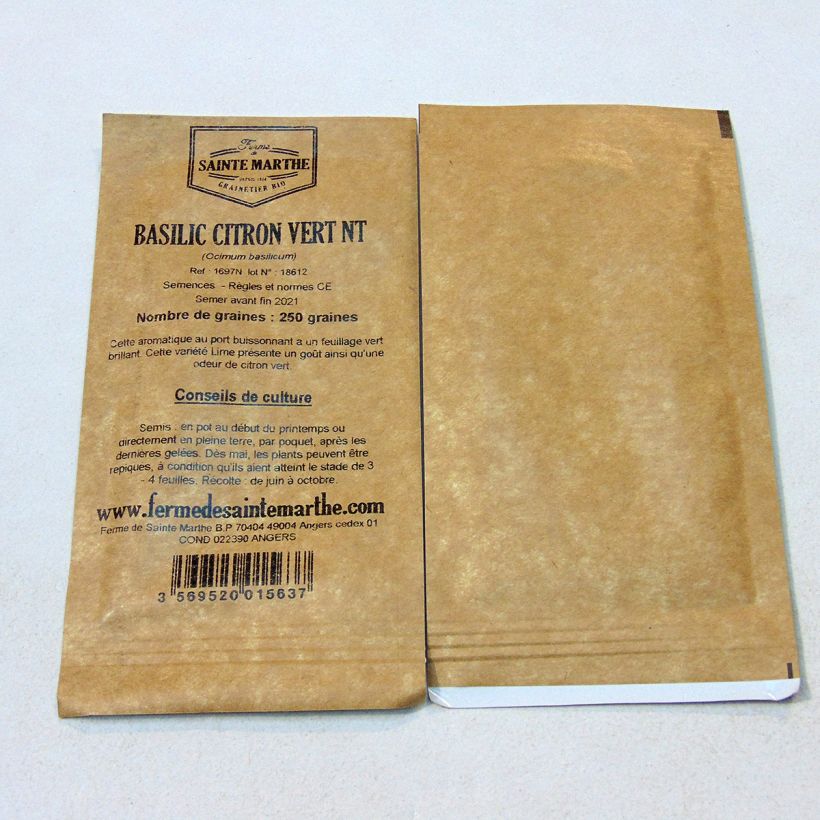 Example of Lime Basil - Ferme de Sainte Marthe untreated seeds per pack of 200 seeds specimen as delivered