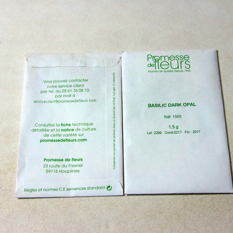 Example of Basil Dark Opal - Ocimum basilicum Purpurascens per pack of 800 seeds (1,5g) specimen as delivered