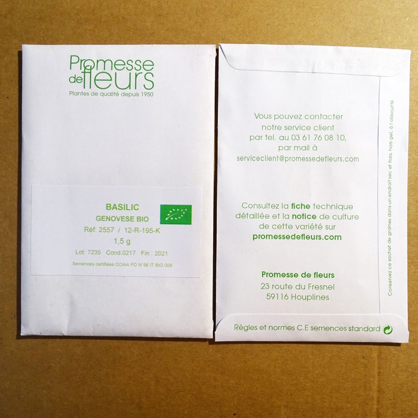 Example of Genovese Basil per pack of 800 seeds (1,5g) specimen as delivered