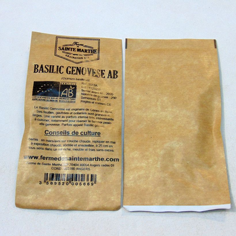 Example of Genovese Basil - Ferme de Sainte Marthe Seeds per pack of 250 seeds specimen as delivered