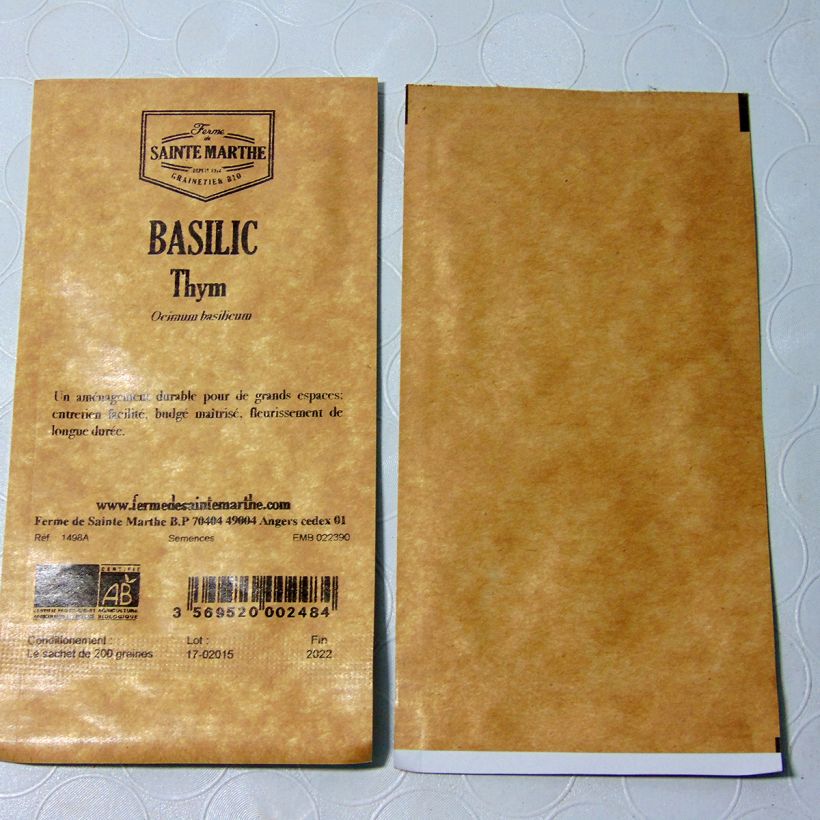 Example of Thyme Basil - Ferme de Sainte Marthe Seeds per pack of 150 seeds specimen as delivered