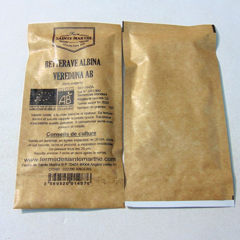 Example of Albina Vereduna White Beetroot - La Ferme de Sainte-Marthe per pack of 150 seeds specimen as delivered
