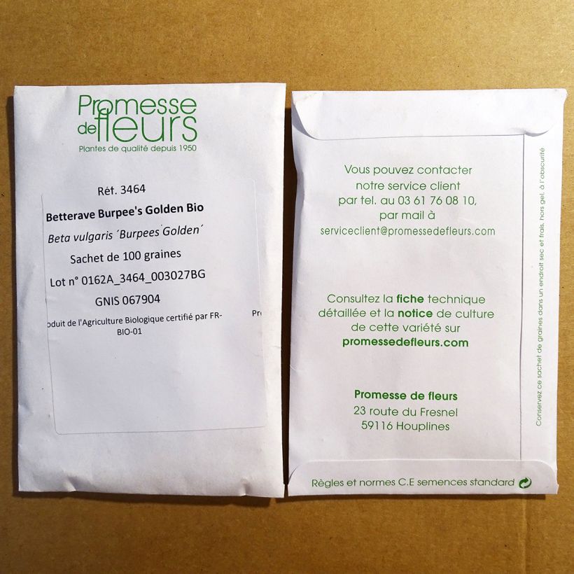 Example of Beetroot Burpees Golden Organic per pack of 100 seeds specimen as delivered