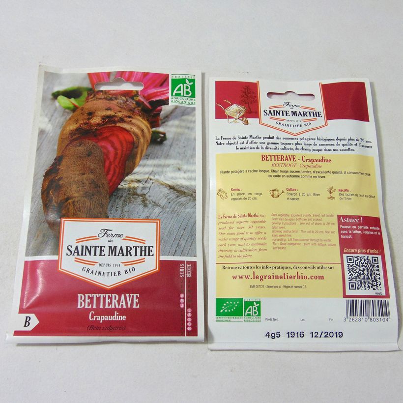 Example of Crapaudine Beetroot - Ferme de Sainte Marthe Seeds specimen as delivered