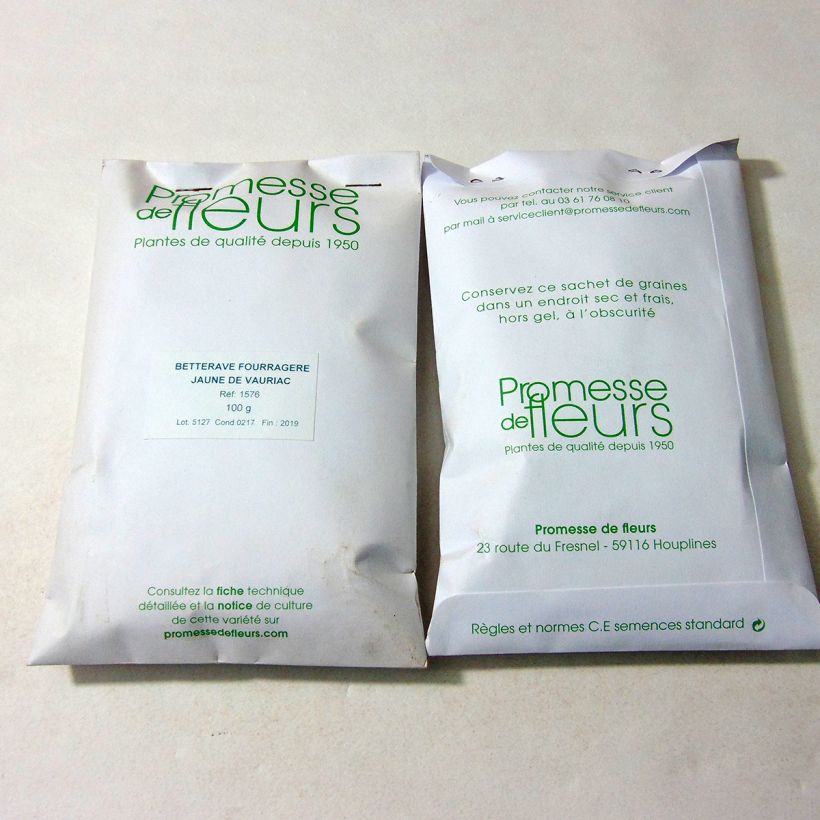 Example of Fodder Beet or Mangelwurzel Vauriac Yellow Giant per pack of 4000 seeds (100g) specimen as delivered