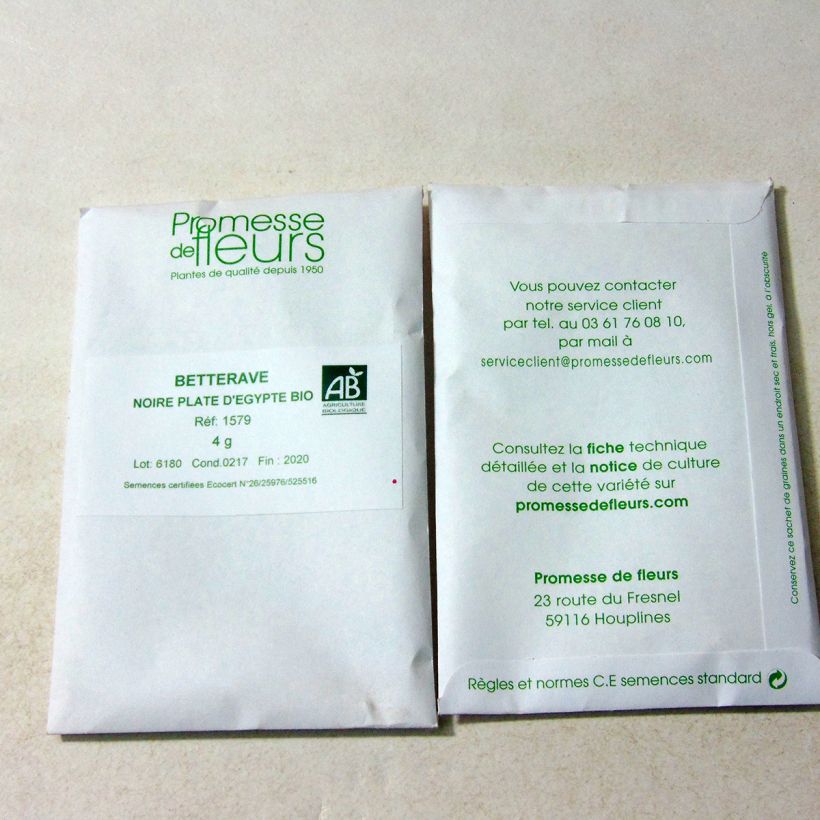 Example of Flat of Egypt Beetroot per pack of 200 seeds (4g) specimen as delivered