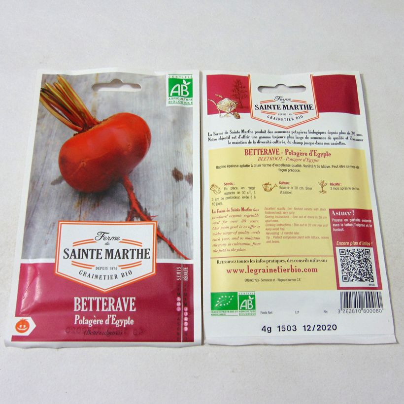 Example of Flat of Egypt Beetroot - Ferme de Sainte Marthe Seeds per pack of 130 seeds (4g) specimen as delivered