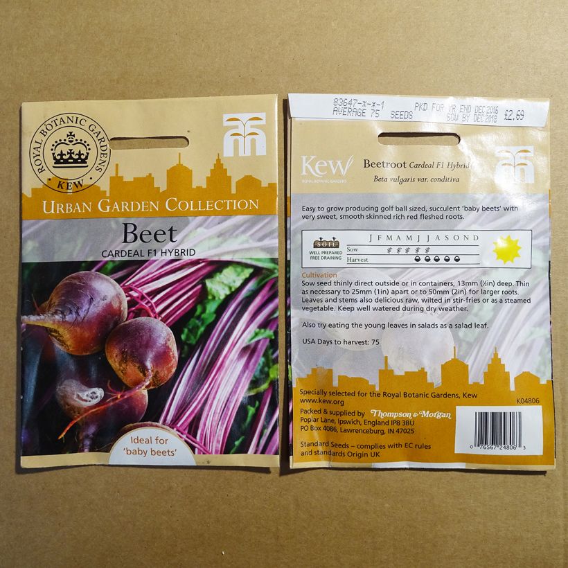 Example of Cardeal F1 Red Beetroot - Beta vulgaris per pack of 75 seeds specimen as delivered