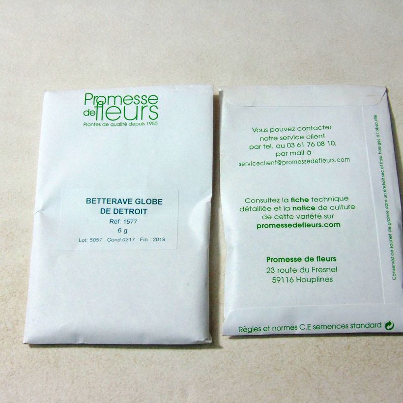 Example of Detroit Globe Beetroot per pack of 250 seeds (6g) specimen as delivered