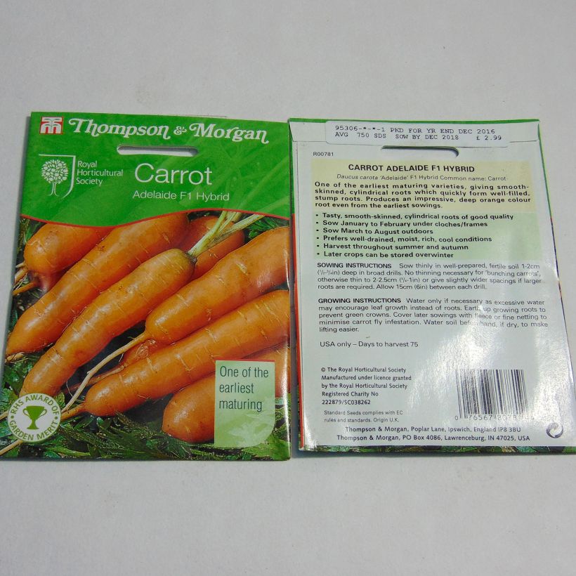 Example of Carrot Adelaide F1 - Daucus carota per pack of 750 seeds specimen as delivered