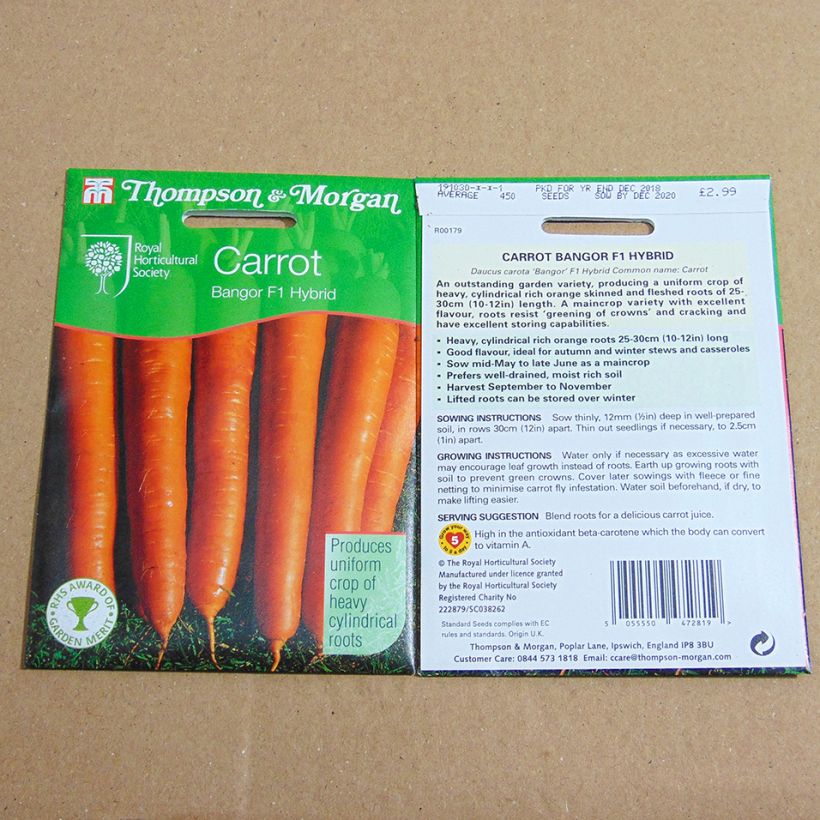 Example of Carrot Bangor - Daucus carota specimen as delivered