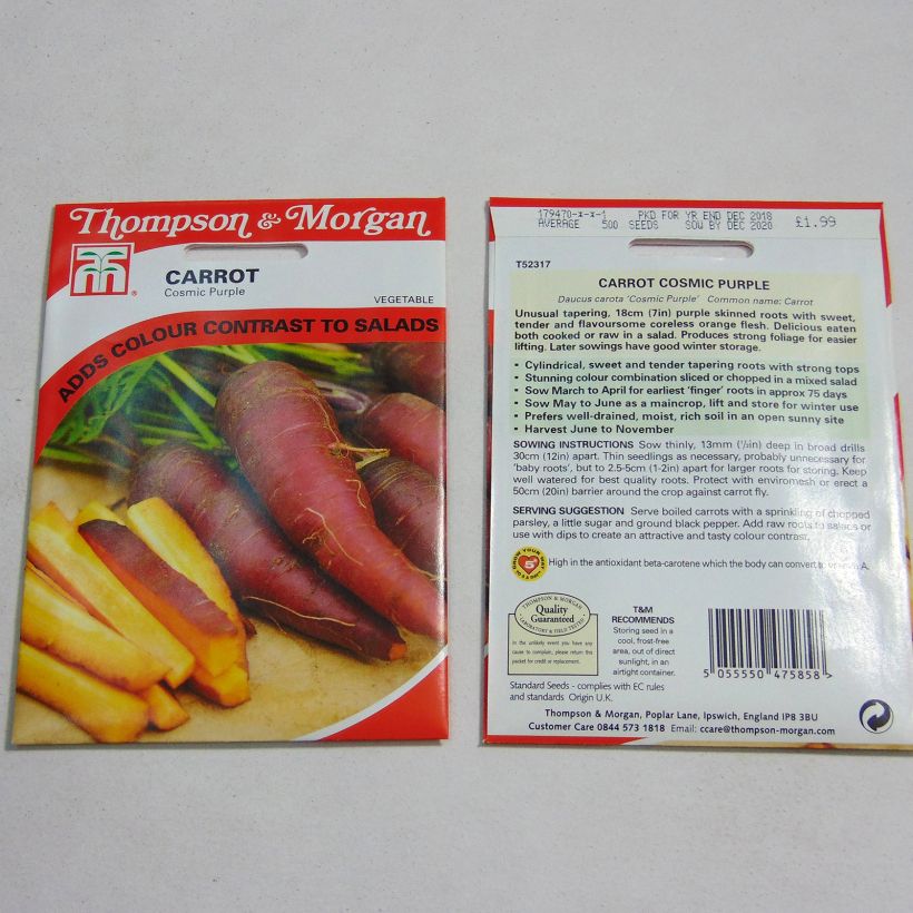Example of Organic Carrot Cosmic Purple - Daucus carota per pack of 500 seeds specimen as delivered