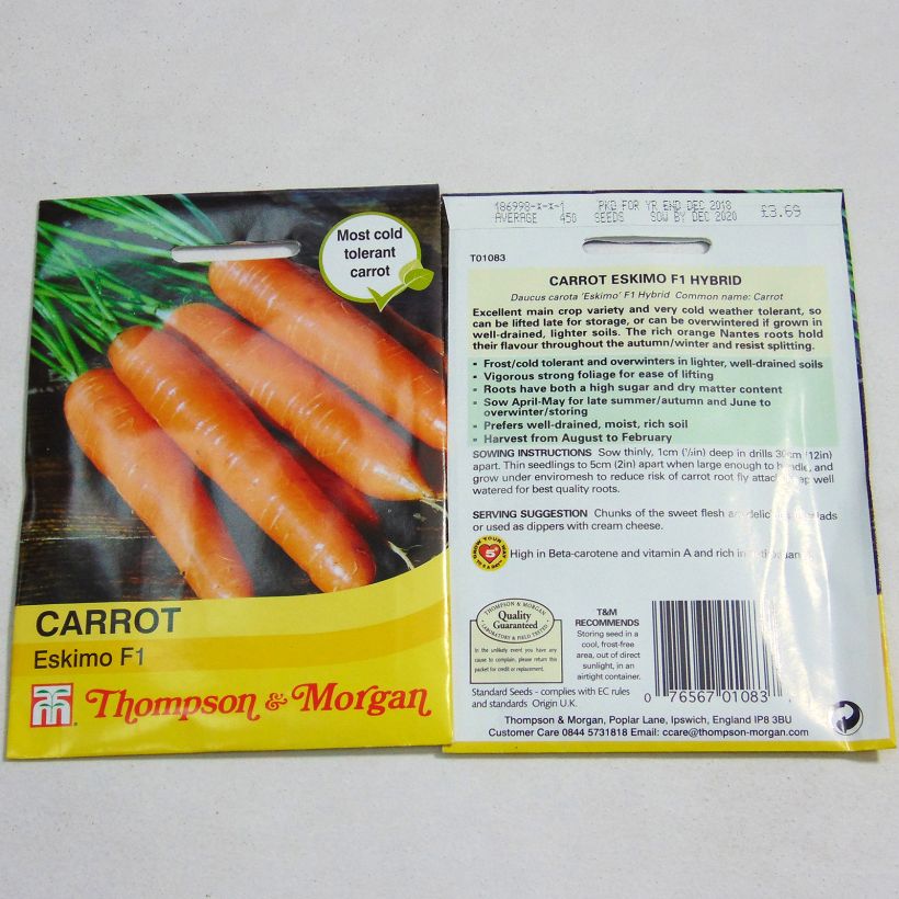 Example of Carrot Eskimo F1 - Daucus carota per pack of 450 seeds specimen as delivered
