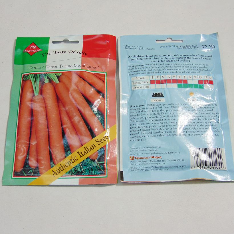 Example of Carrot Fucino - Daucus carota per pack of 7200 seeds specimen as delivered
