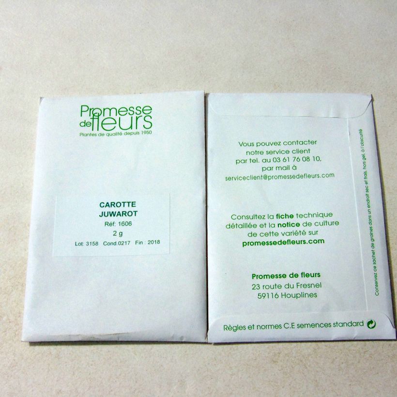 Example of Carrot Juwarot per pack of 1000 seeds (2g) specimen as delivered