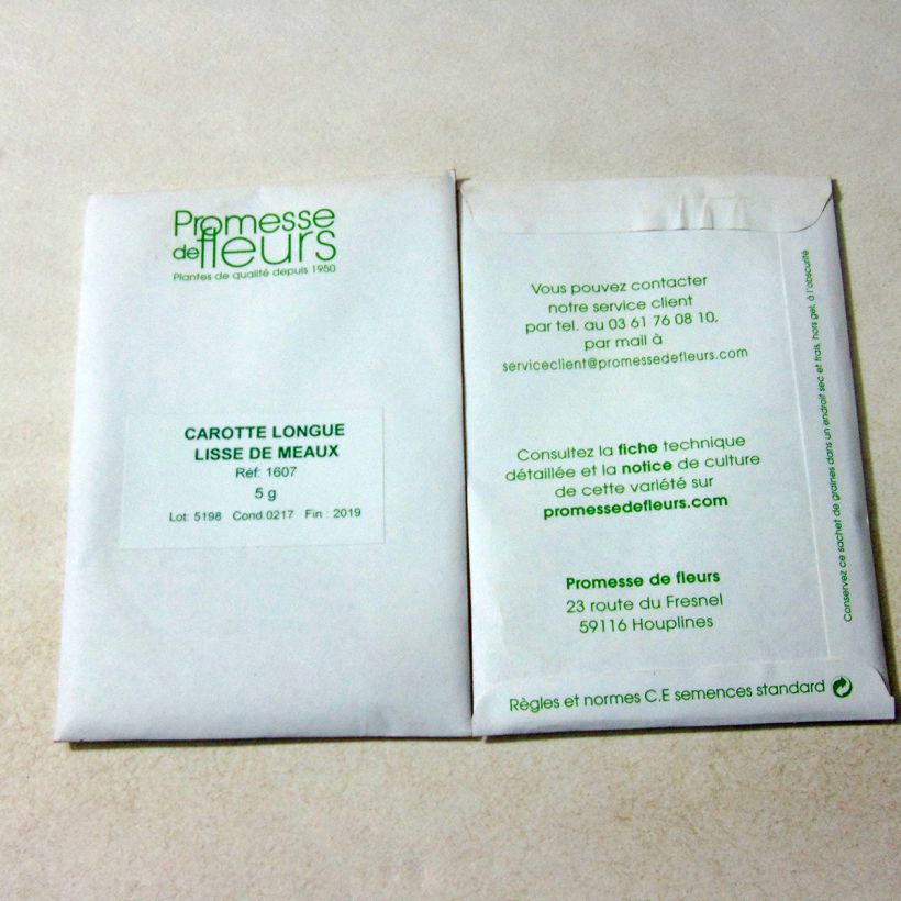 Example of Carrot Longue Lisse de Meaux - Daucus carota per pack of 3600 seeds (5g) specimen as delivered