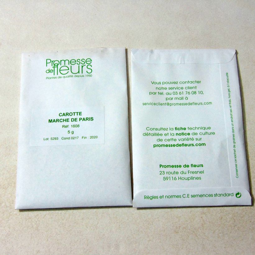 Example of Carrot Paris Market per pack of 3600 seeds (5g) specimen as delivered