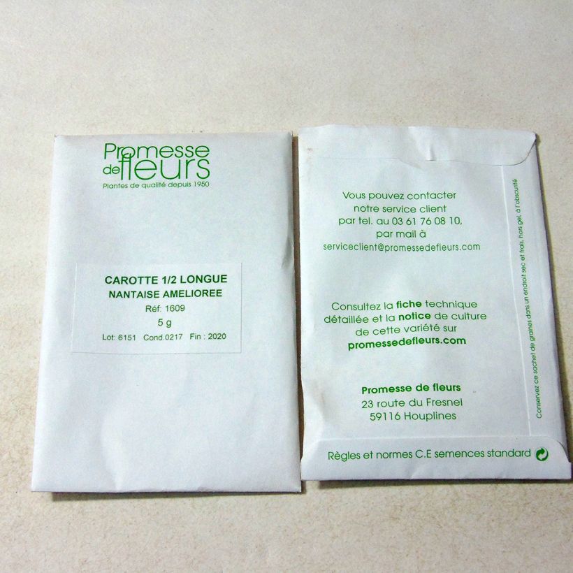 Example of Carrot Nantaise améliorée - Daucus carota per pack of 3600 seeds (5g) specimen as delivered