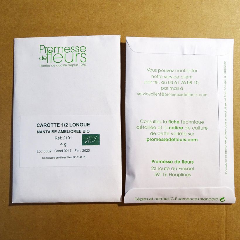 Example of Carrot Nantes 2 per pack of 3000 seeds (4g) specimen as delivered