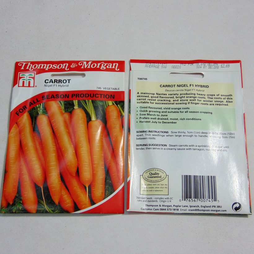 Example of Carrot Nigel F1 - Daucus carota per pack of 500 seeds specimen as delivered
